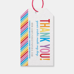 PACKAGING THANK YOU bold colourful rainbow stripe Gift Tags