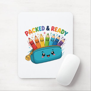 Packed and Ready Cute School Supplies Mouse Mat
