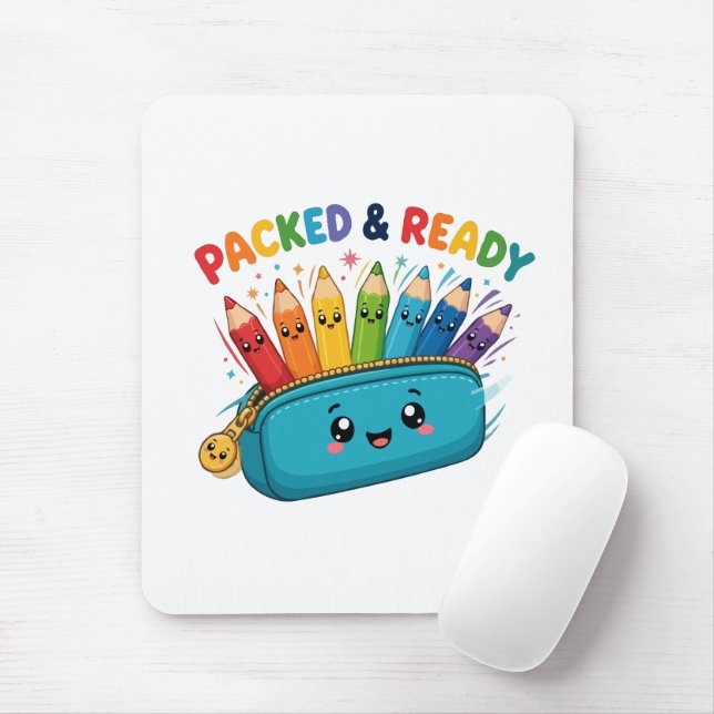 Packed and Ready Cute School Supplies Mouse Mat (With Mouse)