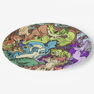 packed in party dragons paper plate