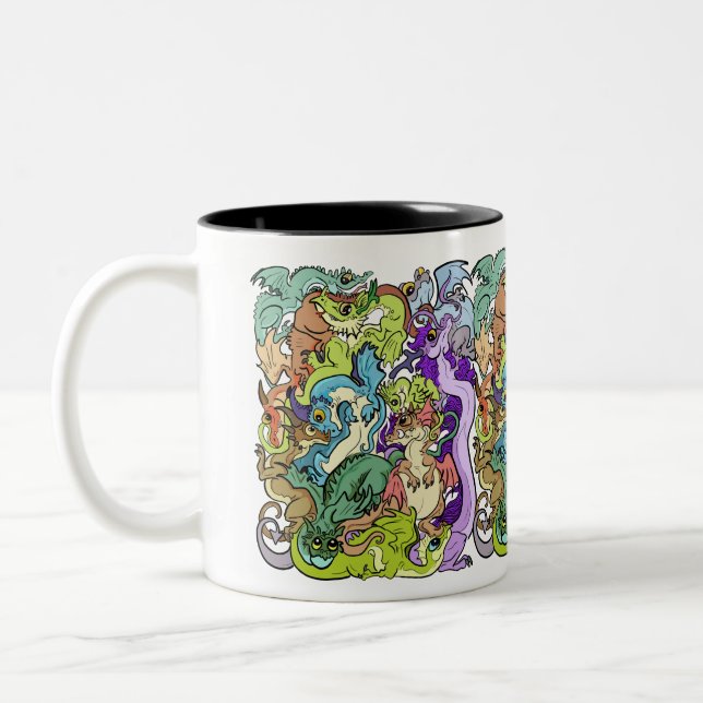 Packed In Party Dragons Two-Tone Coffee Mug (Left)