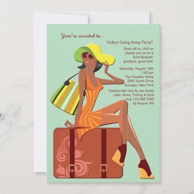 Packed My Bag Going Away Ebony Party Invitation (Front)