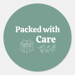 Packed with Care Soft Sage Green Minimalist Pack Classic Round Sticker