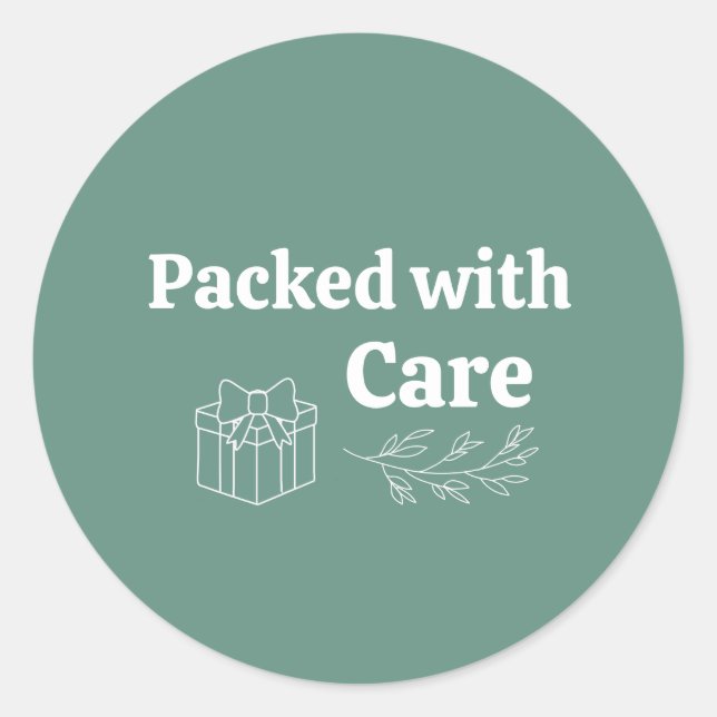 Packed with Care Soft Sage Green Minimalist Pack Classic Round Sticker (Front)