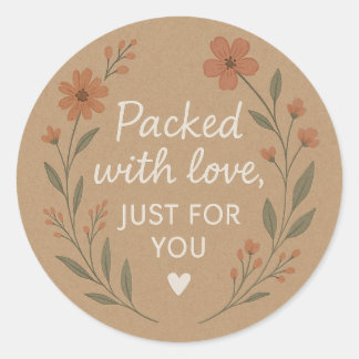 Packed with Love Floral Kraft Sticker