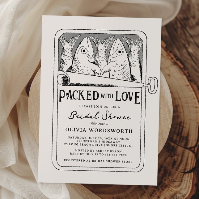 Packed with Love Sardine Tinned Fish Bridal Shower Invitation (Creator Uploaded)