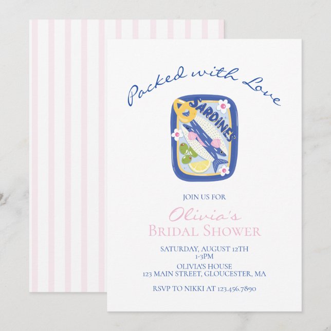 Packed with Love Sardines Bridal Shower Invitation (Front/Back)