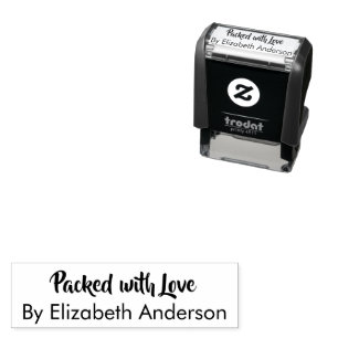 Packed with Love Script Printed Name Template Self-inking Stamp