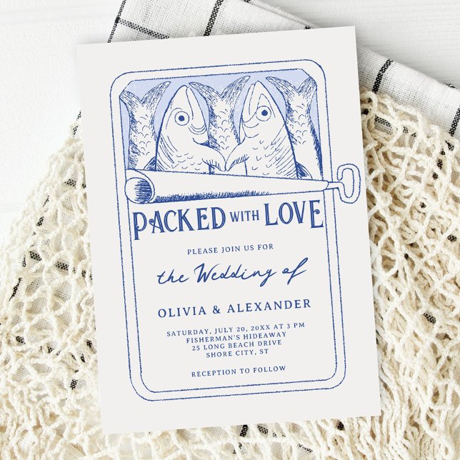 Packed with Love Whimsical Sardines Wedding Invitation (Creator Uploaded)