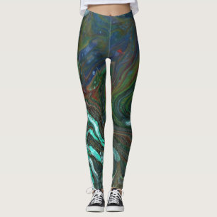 Packin Up 3 Deep Green Marbled Abstract Leggings