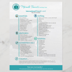 Packing List: International Travel (1 Adult)