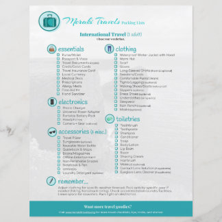 Packing List: International Travel (1 Adult)