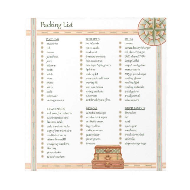 Packing List - Notepad (Front)