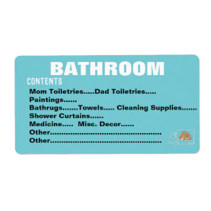 Packing Moving Organising Labels - Bathroom