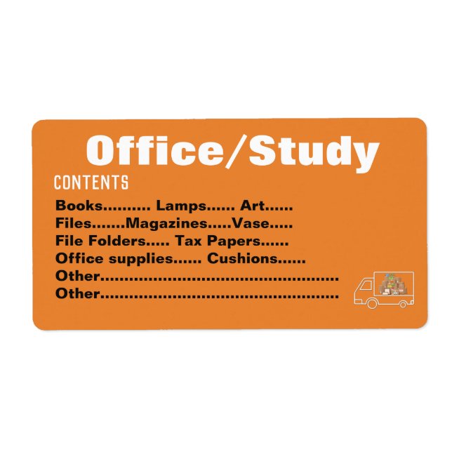Packing Moving Organising Labels - Office/Study (Front)