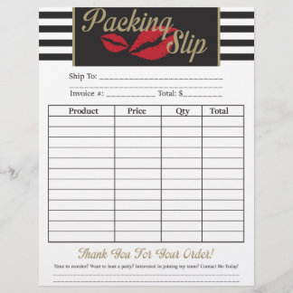 Packing Slip - Gold/Stripes/Lips