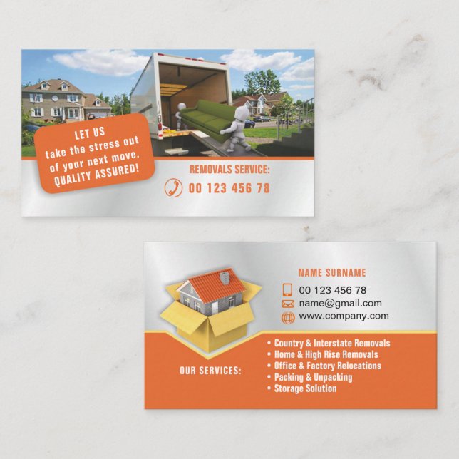 Packing & unpacking service, removals service business card (Front/Back)