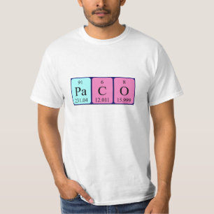 Paco periodic table name shirt