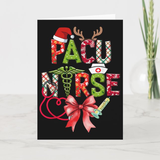 Pacu Nurse Christmas Cute Coquette Christmas Bow X Card (Front)