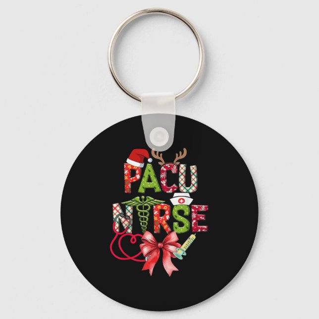 Pacu Nurse Christmas Cute Coquette Christmas Bow X Key Ring (Front)