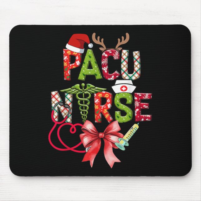 Pacu Nurse Christmas Cute Coquette Christmas Bow X Mouse Mat (Front)