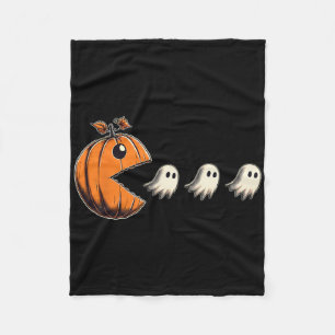 Pacween Funny Halloween Pumpkin Ghost Chomp Gamer  Fleece Blanket