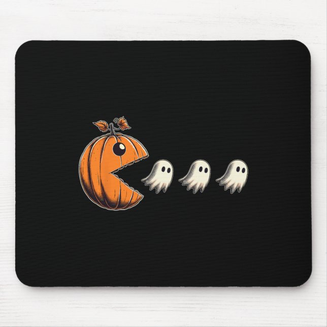 Pacween Funny Halloween Pumpkin Ghost Chomp Gamer  Mouse Mat (Front)