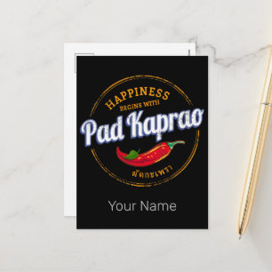 Pad Kaprao Chilli Street Food Vintage Thailand Holiday Postcard