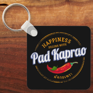 Pad Kaprao Chilli Street Food Vintage Thailand Key Ring