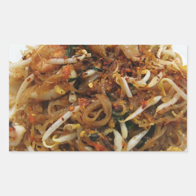 Pad Thai [ผัดไทย] Thailand Street Food Rectangular Sticker (Front)