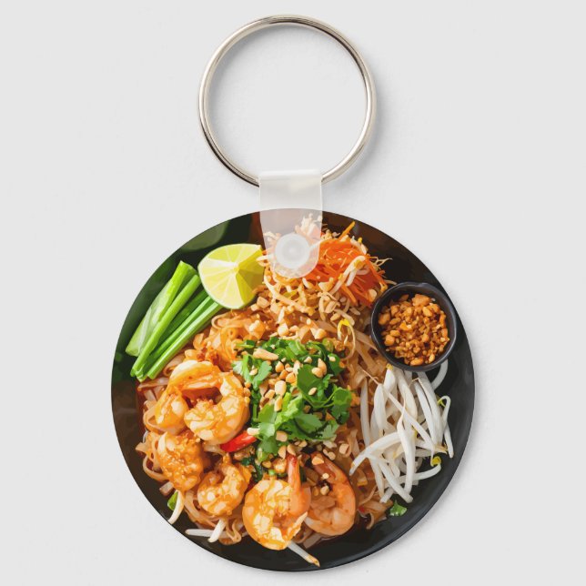 Pad Thai Noodle Dish Themed Promotional  Key Ring (Front)