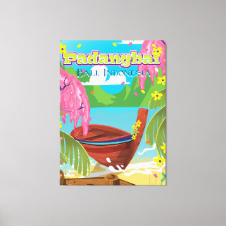 Padangbai cartoon travel poster art. canvas print