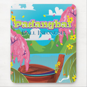Padangbai cartoon travel poster art. mouse mat