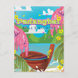 Padangbai cartoon travel poster art. postcard