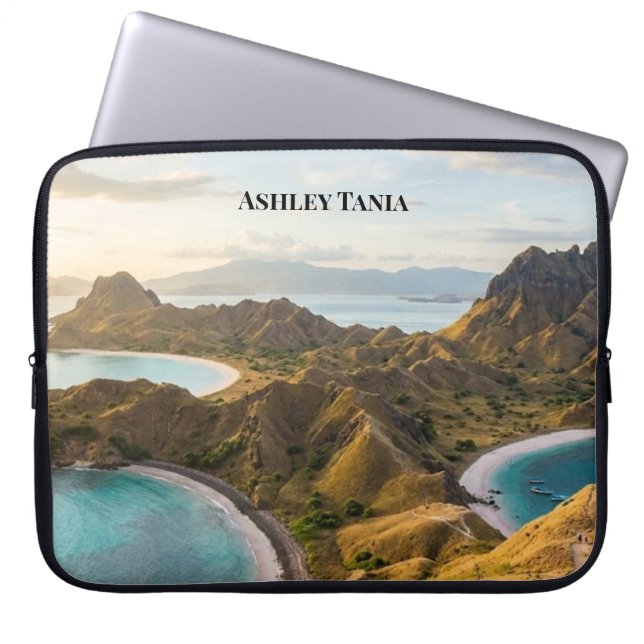 Padar Island Sunset Landscape Canvas Laptop Sleeve (Front)
