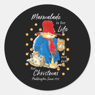 Paddington Bear Xmas Marmalade For Life Cute Merry Classic Round Sticker