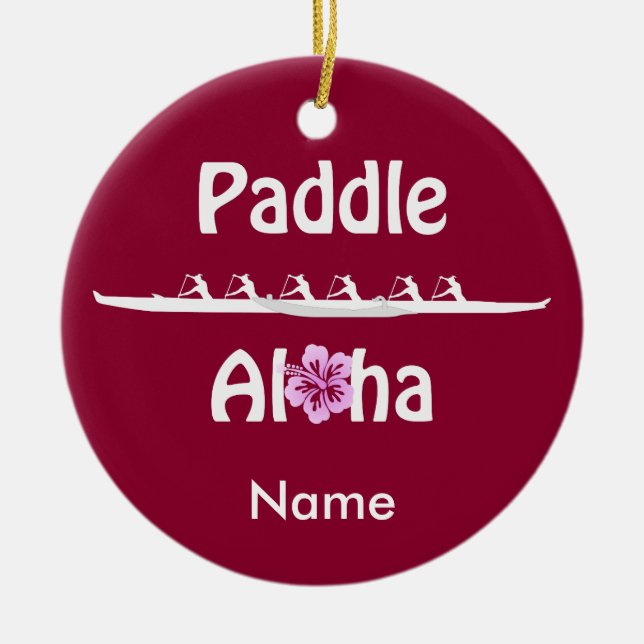 Paddle Aloha-Wahine Ceramic Tree Decoration (Front)