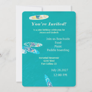 Paddle Boarding Beach Day Birthday Party Invitation