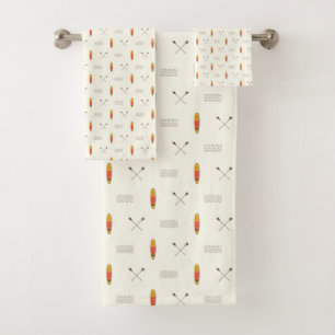 Paddle Boarding Boating Kayaking River Pattern Bath Towel Set