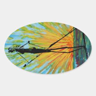 Paddle boarding  oval sticker