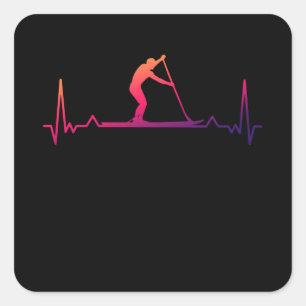 Paddle boarding SUP Heartbeat Gift Dad Square Sticker