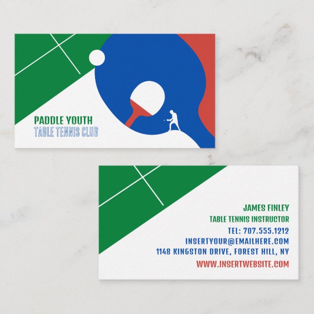 Paddle Design, Table Tennis Club, Instructor Business Card (Front/Back)