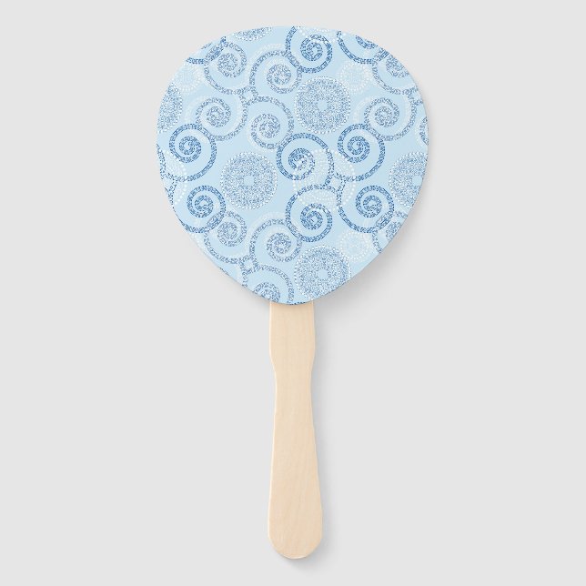 Paddle Fan-Blue Pearls Hand Fan (Front)