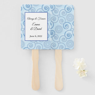 Paddle Fan-Blue Pearls Hand Fan