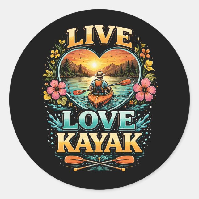 Paddle Into the Sunset Classic Round Sticker (Front)