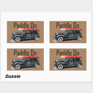 Paddle On Classic Car Design - Rectangle Stickers