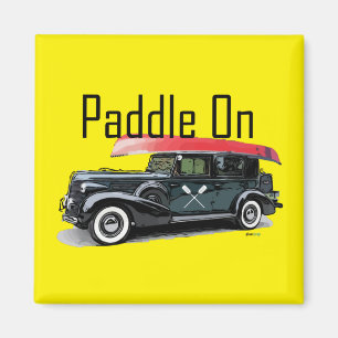Paddle On Classic Car Design - Square Magnet