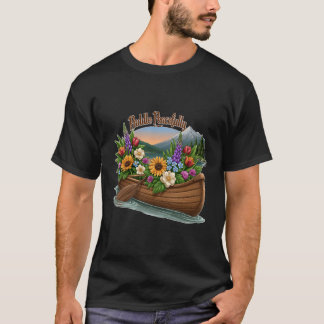 Paddle Peacefully Canoe Filled with Wildflowers T-Shirt