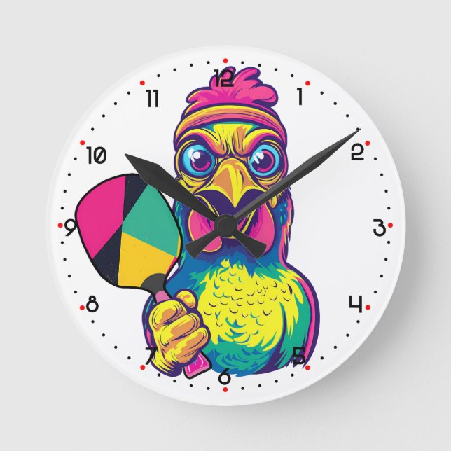 Paddle Peckin' Time Pickleball  Round Clock (Front)