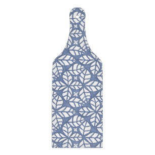 Paddle Shaped  Blue and White Glass Cutting Board 